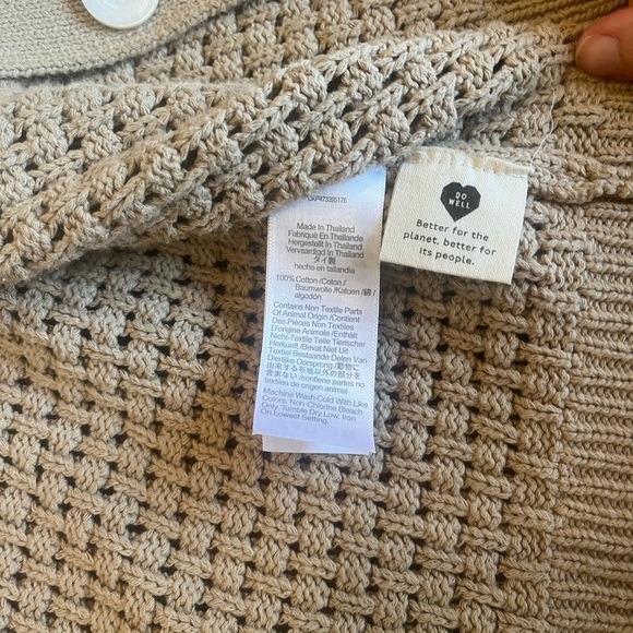 Madewell Open-Stitch Crop Cardigan Sweater Size Small Tan Cotton - Picture 6 of 10